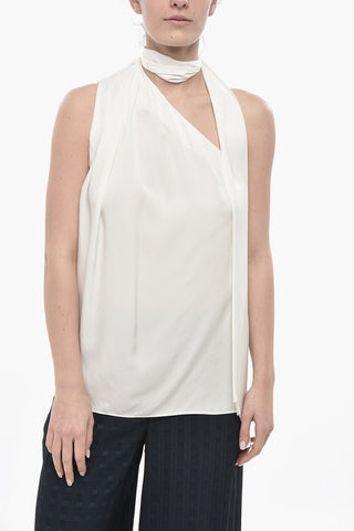 One-Shoulder-Top aus Viskose mit Bindeband am Hals