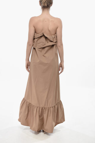 Cotton Strapless Dress with Ruffles