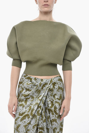 Crewneck Sweater with 3/4 Batwing Sleeves