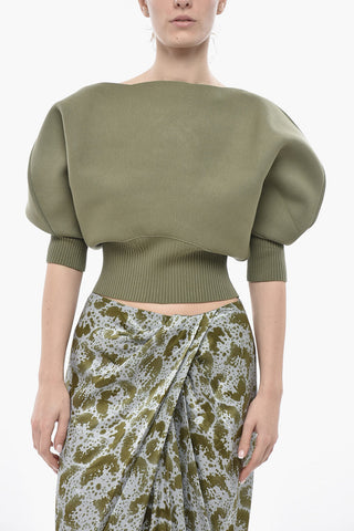 라운드넥 니트 3/4 박쥐 소매