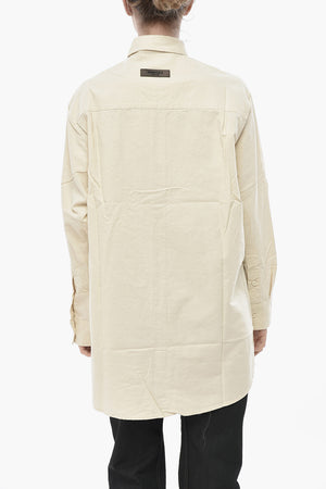 ESSENTIALS Solid-Color Shirt with Button-Down Collar
