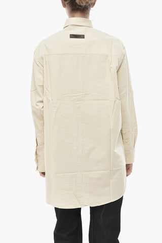 ESSENTIALS Solid-Color Shirt with Button-Down Collar