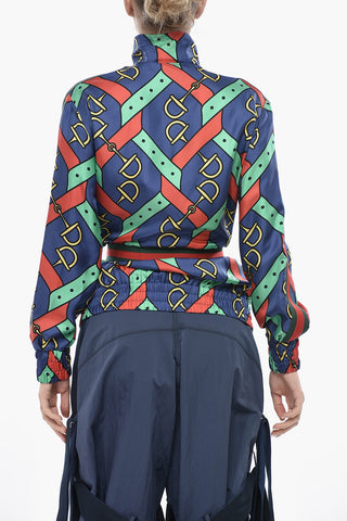 Silk-Satin Bomber with Bit Motif