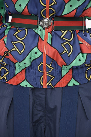 Silk-Satin Bomber with Bit Motif