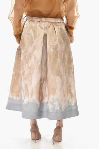 Printed-Satin Flared Midi Skirt SONI