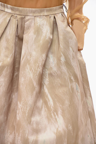 Printed-Satin Flared Midi Skirt SONI