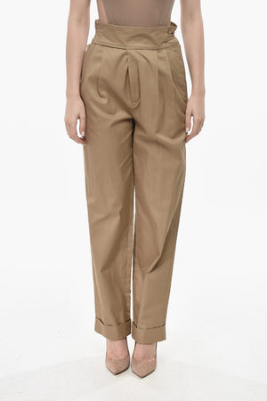 Two-Pleat Cotton Trousers With Belt