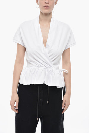 Cotton Wrap T-Shirt With Waist Drawstring