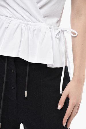 Cotton Wrap T-Shirt With Waist Drawstring