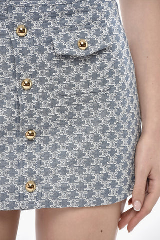 면 자카드 모노그램 패턴 A라인 미니스커트