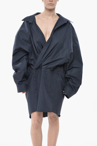 GARDE-ROBE Cotton Shirt Dress with Wrap Design