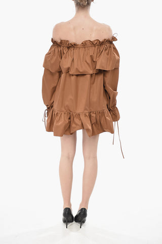Cotton Off-Shoulder Mini Dress with Ruffles