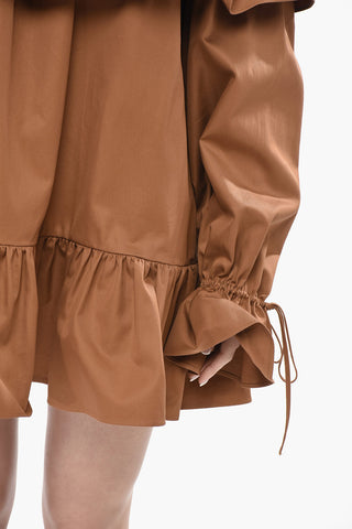 Cotton Off-Shoulder Mini Dress with Ruffles