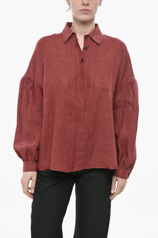 Tuxedo-Bluse aus reinem Leinen
