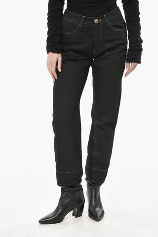 Regular-Fit Dark Wash Jeans with 20cm Gold-Effect Buttons