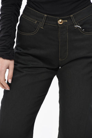 Regular-Fit Dark Wash Jeans with 20cm Gold-Effect Buttons