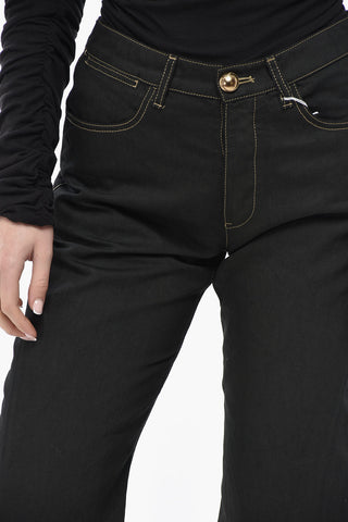 Regular-Fit Dark Wash Jeans with 20cm Gold-Effect Buttons