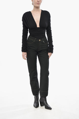 Regular-Fit Dark Wash Jeans with 20cm Gold-Effect Buttons