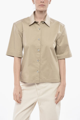 Popelinebluse mit Schmuckknöpfen