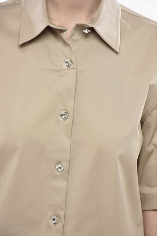 Camicia in Popeline con Bottoni Gioiello