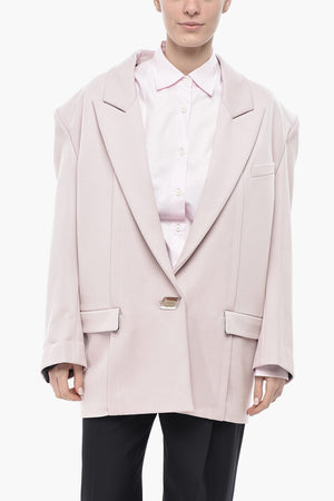 Oversized Wool-Blend Blazer With Padded Shoulders