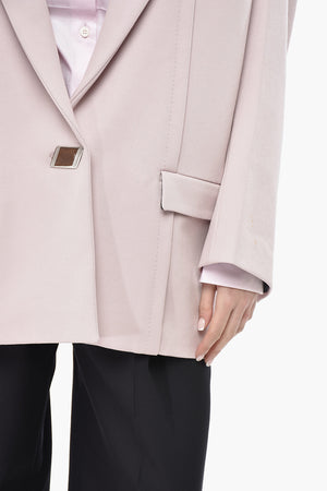 Oversized Wool-Blend Blazer With Padded Shoulders