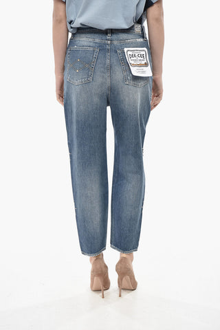 Jeans Tappared Fit GLORY Con Borchie e Gioielli 16cm