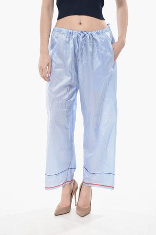 Cropped-Fit Seidenhose mit Kordelzug