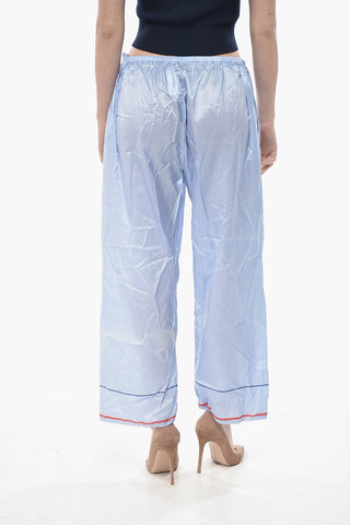 Cropped-Fit Seidenhose mit Kordelzug