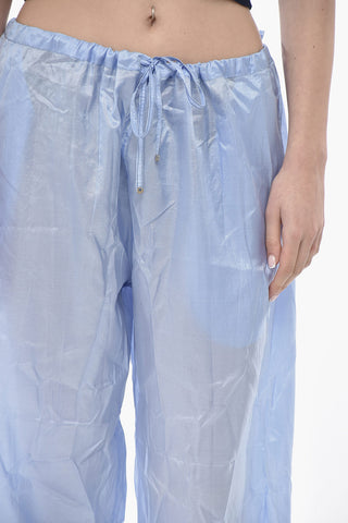 Cropped-Fit Seidenhose mit Kordelzug