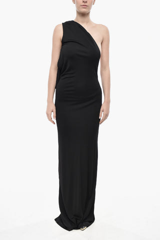 Vestito Svasato in Viscosa con Design Monospalla