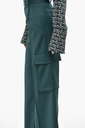 Wool Cargo Trousers with Single Pleat