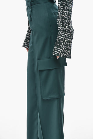 Wool Cargo Trousers with Single Pleat