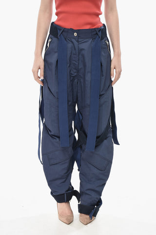 Pantaloni in Nylon con con Dettagli Tape e Zip alla Caviglia