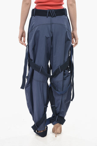 Pantaloni in Nylon con con Dettagli Tape e Zip alla Caviglia