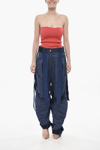 Pantaloni in Nylon con con Dettagli Tape e Zip alla Caviglia