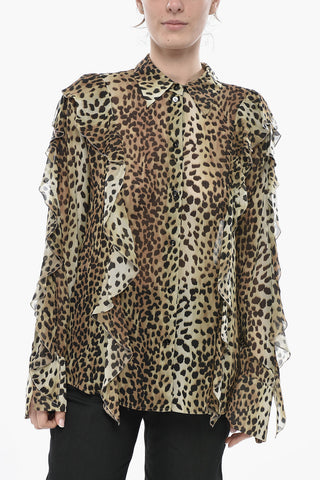 Camicia Ruffle GEORG in Seta Motivo Animalier