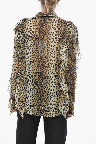 Silk Ruffle Blouse GEORG with Animal Print