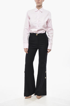 Tweed Bootcut Trousers with Ankle Buttons