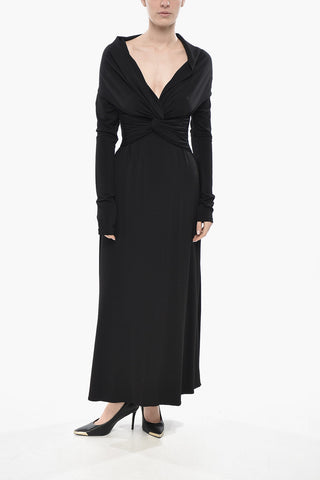 비스코스 플레어 원피스 앞 매듭