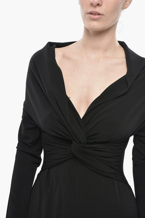 Vestito Svasato in Viscosa con Nodo Frontale