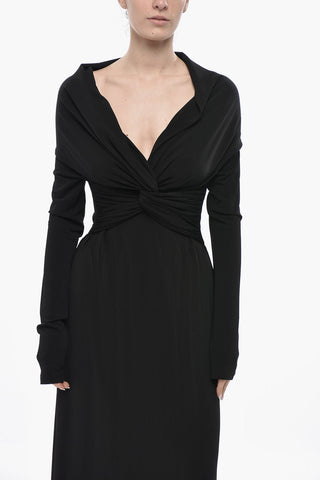 비스코스 플레어 원피스 앞 매듭