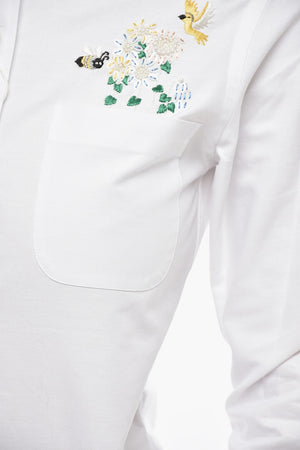 홉색 코튼 버튼다운 셔츠 자수