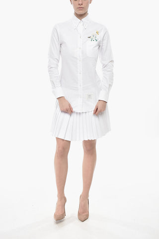 홉색 코튼 버튼다운 셔츠 자수