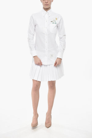 Hopsack Cotton Button-Down Shirt with Embroidery