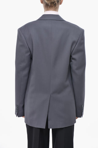 Wool-Blend Single-Breasted Blazer With Peak Lapel