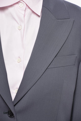 Wool-Blend Single-Breasted Blazer With Peak Lapel