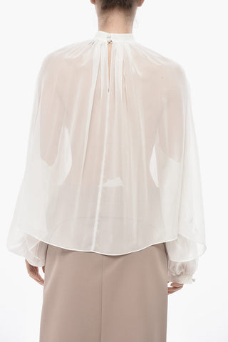 Silk Chiffon Blouse With Balloon Sleeves