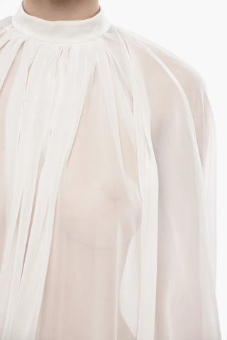 Silk Chiffon Blouse With Balloon Sleeves