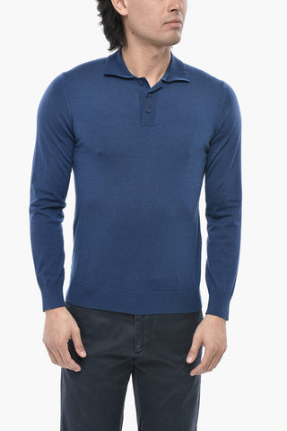 Maglia In Lana Vergine con Collo a Polo